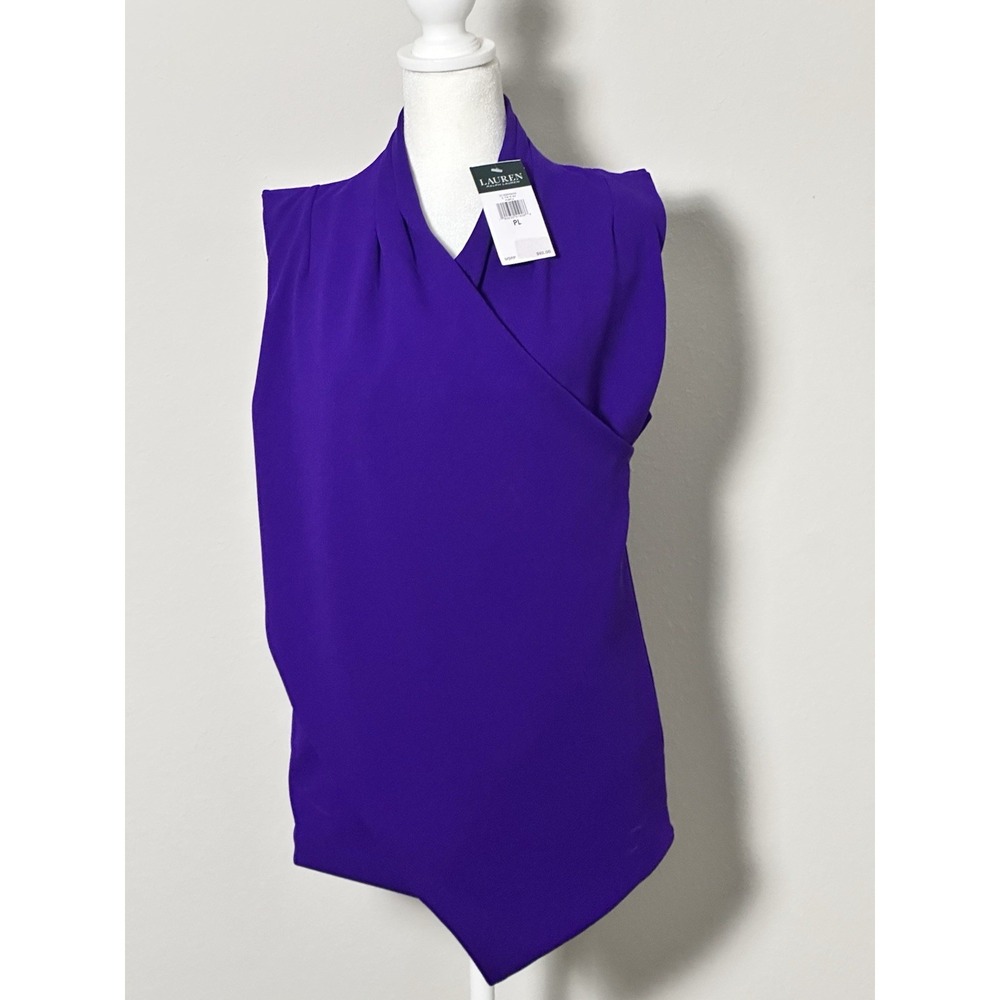 Lauren Ralph Lauren Women's Slim-Fit Ponte‎ Top Size (PL) Purple Crisscross